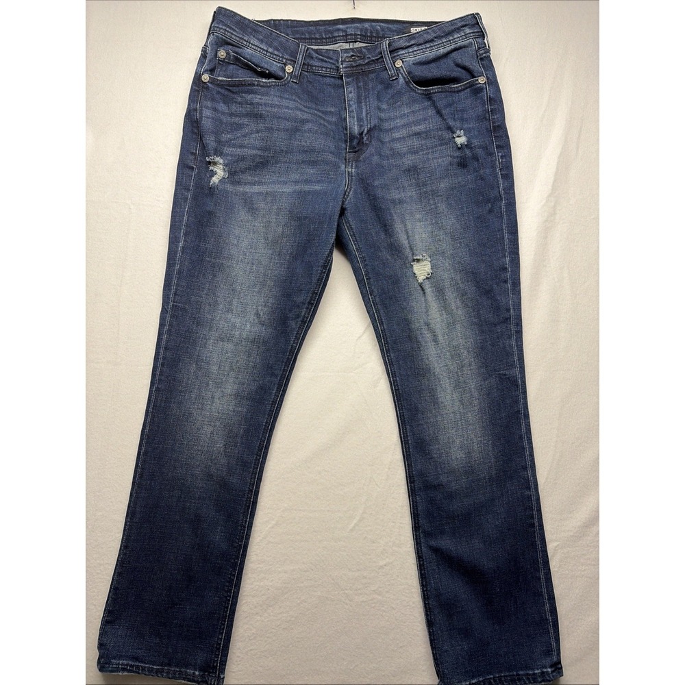SEVEN7 Men's SLIM STRAIGHT Fit Blue Jeans Size 36x30 Stretch Dark Wash